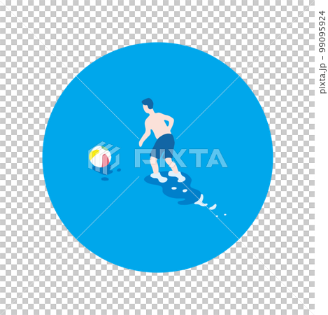 Icon _ summer _ chasing a beach ball in the sea _ blue Icon _ summer _ chasing a beach ball in the sea _ blue 99095924