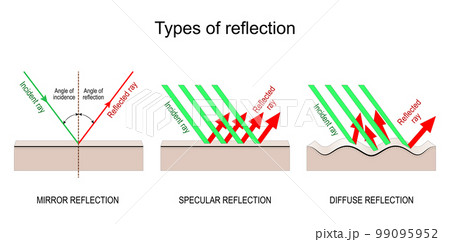 Types of reflection. Specular, Diffuse, and Mirror reflection. 99095952