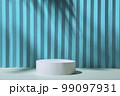 Minimal background blue and grey with 3D cylinder podium and natal nature shadows for displaying 99097931