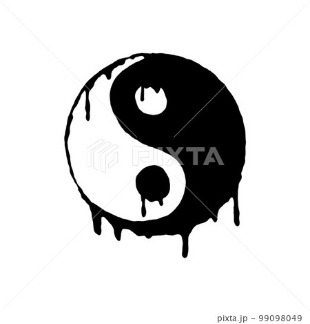 Yin Yang Sign. Black white dao symbol. Brush stroke hand drawn illustration 99098049