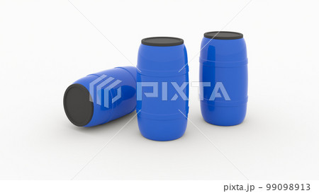 blue plastic water barrels on white background 3d render 99098913