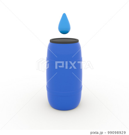 blue plastic water barrel and water drop on white background 3d render 99098929
