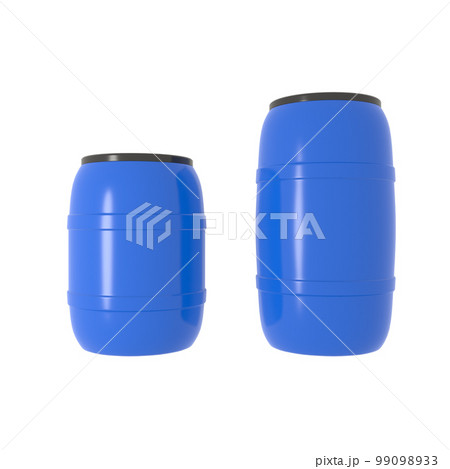 blue plastic water barrels on white background 3d rendering 99098933