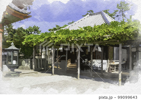 水彩画風 興福寺 一言観音堂 奈良県奈良市 水彩画風 興福寺 一言観音堂 奈良県奈良市 99099643