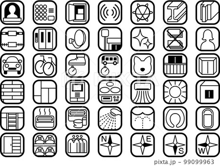 マンションやアパートの設備や住環境の説明用アイコンセット マンションやアパートの設備や住環境の説明用アイコンセット 99099963