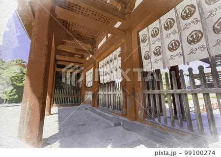 水彩画風 東大寺 中門 奈良県奈良市 水彩画風 東大寺 中門 奈良県奈良市 99100274