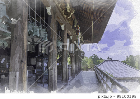 水彩画風 東大寺 二月堂 奈良県奈良市 水彩画風 東大寺 二月堂 奈良県奈良市 99100398