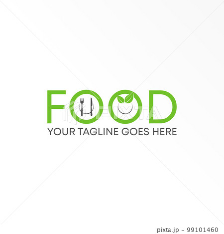 Letter or word FOOD sans serif font with Leaves, Spoon, dinner fork and knife image graphic icon logo design abstract concept vector stock. Can be used as a symbol related to Vegan. Letter or word FOOD sans serif font with Leaves, Spoon, dinner fork and knife image graphic icon logo design abstract concept vector stock. Can be used as a symbol related to Vegan. 99101460