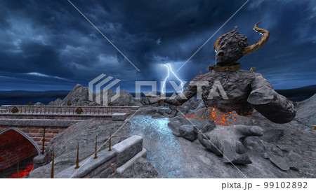 巨大魔人像がある桟橋 99102892