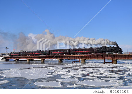 釧網本線　釧路ー東釧路　JR北海道　C11-171＋14系＋スハシ44　SL冬の湿原号 99103108