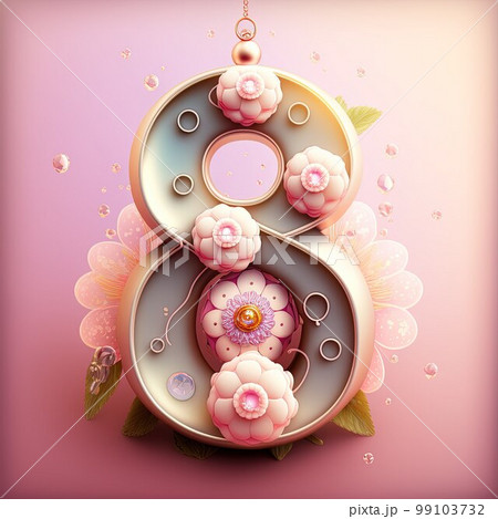 Creative illustration of number 8 with floral decoration for 8 march women's day celebration Creative illustration of number 8 with floral decoration for 8 march women's day celebration 99103732