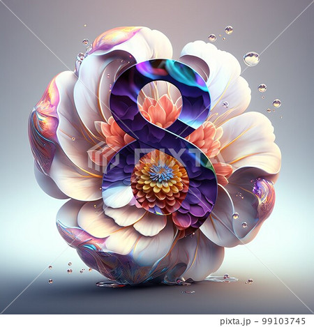 Creative illustration of number 8 with floral decoration for 8 march women's day celebration Creative illustration of number 8 with floral decoration for 8 march women's day celebration 99103745