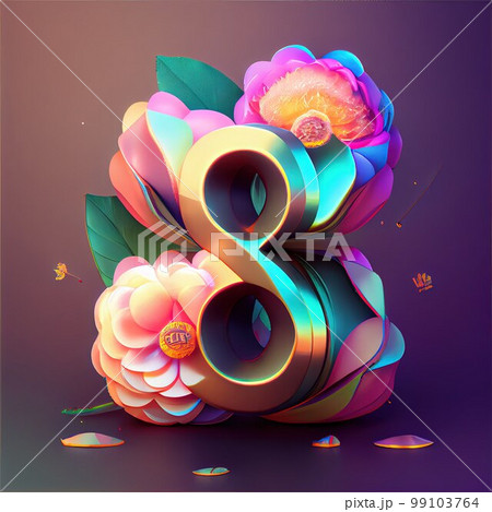 Creative illustration of number 8 with floral decoration for 8 march women's day celebration Creative illustration of number 8 with floral decoration for 8 march women's day celebration 99103764