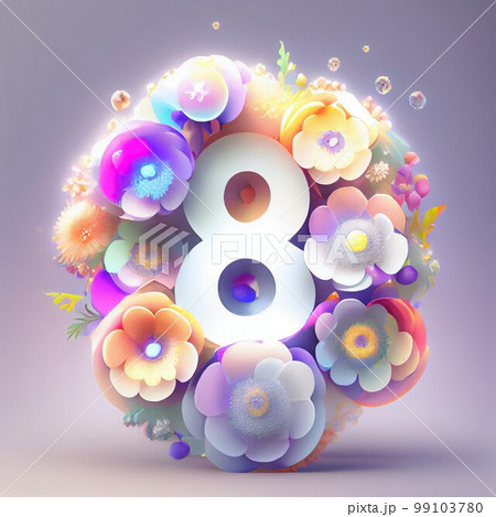 Creative illustration of number 8 with floral decoration for 8 march women's day celebration Creative illustration of number 8 with floral decoration for 8 march women's day celebration 99103780