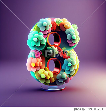Creative illustration of number 8 with floral decoration for 8 march women's day celebration Creative illustration of number 8 with floral decoration for 8 march women's day celebration 99103781