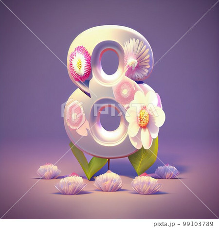 Creative illustration of number 8 with floral decoration for 8 march women's day celebration Creative illustration of number 8 with floral decoration for 8 march women's day celebration 99103789