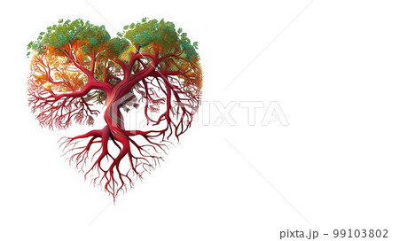 Heart tree illustration isolated on white background with copy space Heart tree illustration isolated on white background with copy space 99103802