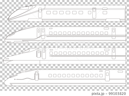 Yamagata Shinkansen Tsubasa, Hokuriku Shinkansen Kagayaki, Sanyo Shinkansen Mizuho and Kyushu Shinkansen Tsubame train drawing set 99103820