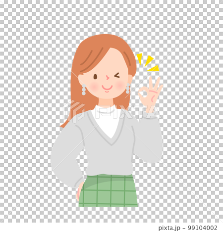 A young woman who makes an OK sign with a smile 99104002