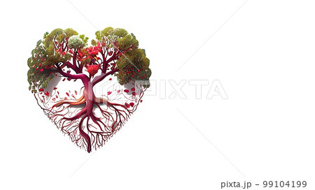 Heart tree illustration isolated on white background with copy space 99104199