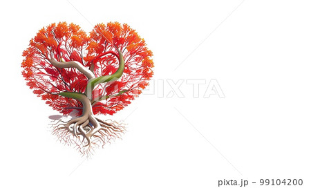Heart tree illustration isolated on white background with copy space 99104200