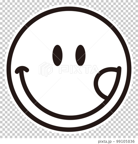 舌を出して笑うニコちゃんマークのイラスト素材 [99105836] - PIXTA