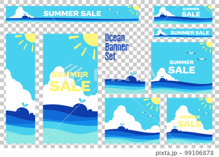 Banner set _ sea and whale 99106878
