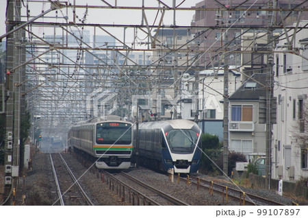 東北本線 土呂駅 サフィール踊り子261系と231系 東北本線 土呂駅 サフィール踊り子261系と231系 99107897