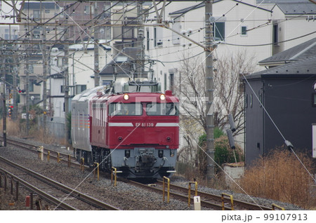 東北本線 土呂駅 EF81とカヤ27 99107913