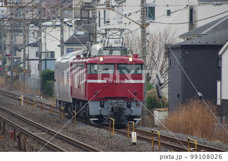 東北本線 土呂駅 EF81とカヤ27 99108026
