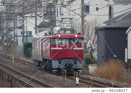 東北本線 土呂駅 EF81とカヤ27 99108027