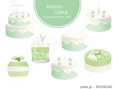 かわいいメロンのケーキ＆グラスケーキの詰め合わせ, png 99108380