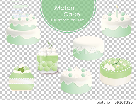 かわいいメロンのケーキ＆グラスケーキの詰め合わせ, png 99108380
