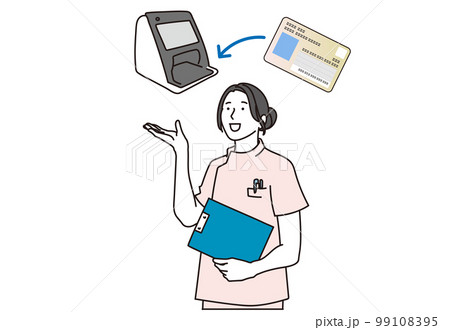 マイナンバー診察券の案内をする看護師 99108395
