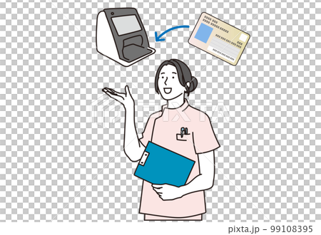 マイナンバー診察券の案内をする看護師 99108395