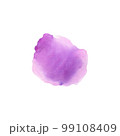 Watercolor purple brush stroke on white. Hand drawn rough spot of paint. 99108409