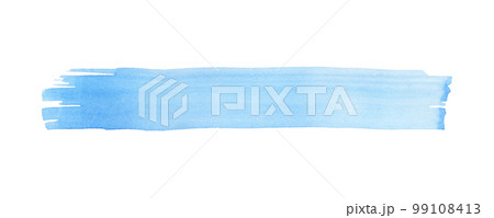 Watercolor blue brush stroke on white background. Hand drawn stain. Painted backdrop for logo, packaging design. Watercolor blue brush stroke on white background. Hand drawn stain. Painted backdrop for logo, packaging design. 99108413