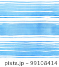 Seamless striped watercolor illustration background. Pattern with hand drawn lines on white. Backdrop of blue strokes 99108414