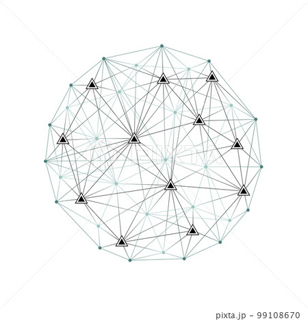 Technology Network Design Element in the shape of a spherel with dot, triangle, line 99108670