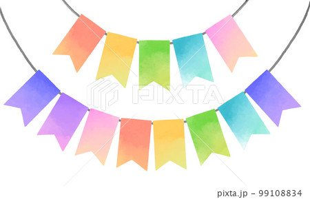 ガーランドのイラスト　手描き　水彩風 99108834