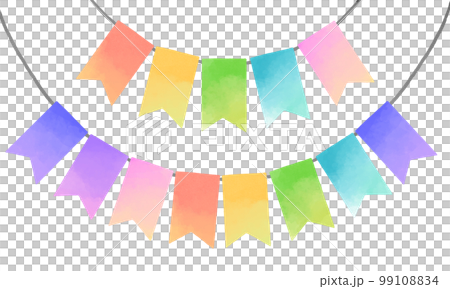 ガーランドのイラスト　手描き　水彩風 99108834