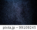 Organic dust particles floating on a colorful light beam on black background. 99109245