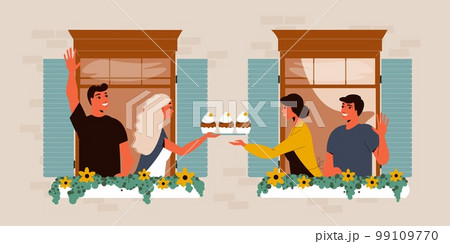 Neighbours In Windows Illustration Neighbours In Windows Illustration 99109770