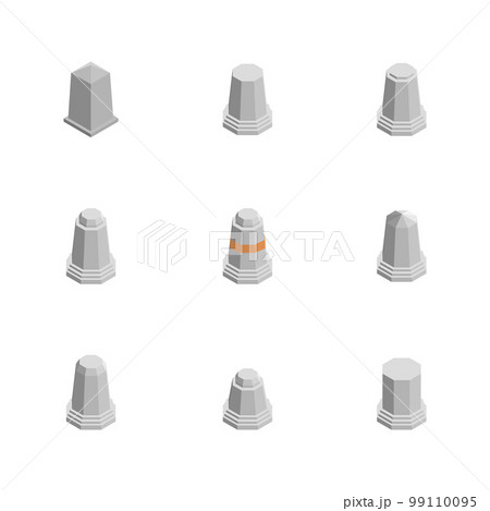 Concrete road poles, flat 3D vector illustration. 99110095