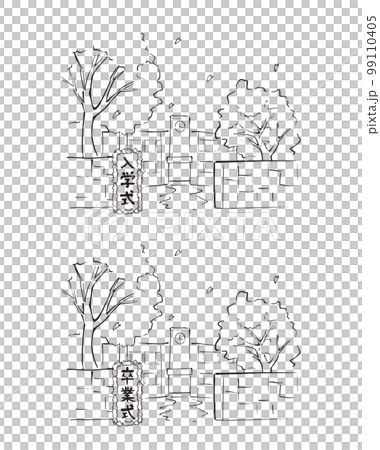 入学式と卒業式の背景線画イラスト 99110405