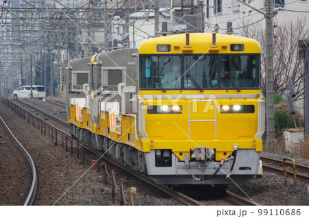 東北本線 土呂駅 新型レール運搬車キヤ195 東北本線 土呂駅 新型レール運搬車キヤ195 99110686