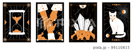 Mystic Cards On Black Background Mystic Cards On Black Background 99110815