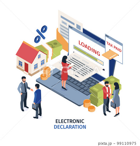 Electronic Declaration Isometric Illustration Electronic Declaration Isometric Illustration 99110975
