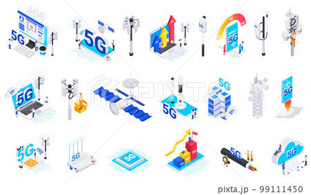Internet 5G Technology Isolated Icons 99111450