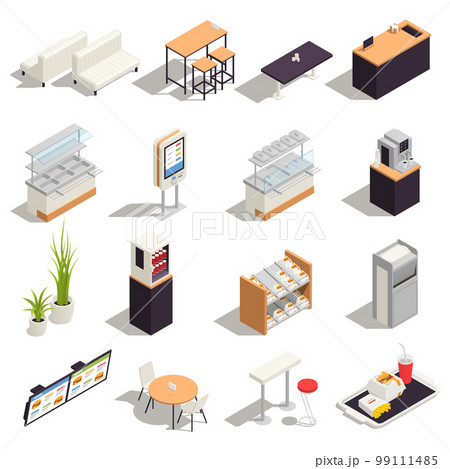 Food Court Colored Isometric Icon Set 99111485